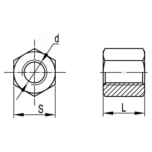 Гайка соединительная М6х25 нержавеющая сталь