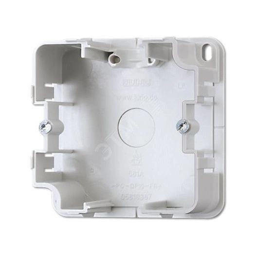 Монтажный корпус для 1-ой коробки для накладного монтажа (запчасть)  для горизонтальной/вертикальной установки  для установки устройств и накладок серии LS990  Материал- дуропласт  Цвет- белый