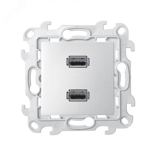 Розетка 2xUSB 2.0 для передачи данных цвета алюминий S24 Harmonie