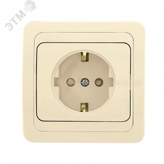 Розетка Лондон одноместная с заземлением 16А бежевая с защитными шторками