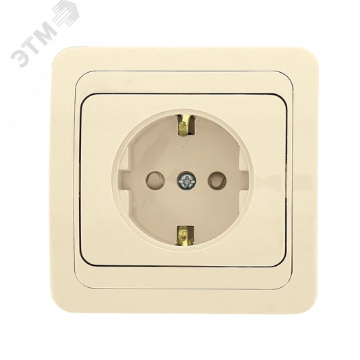Розетка Лондон одноместная с заземлением 16А бежевая с защитными шторками