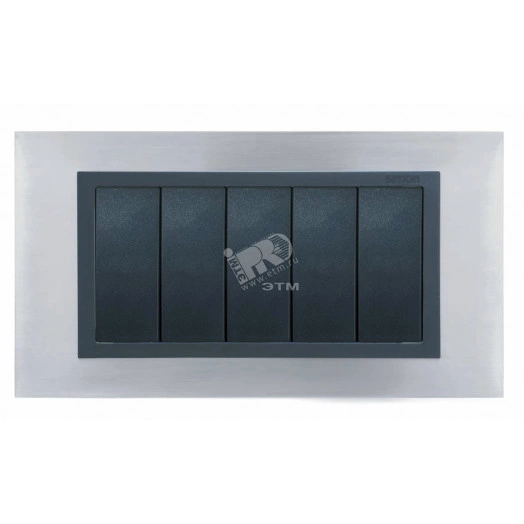 Рамка с суппортом на 8 узких модулей, S82C, нерж. сталь - графит (металл.им)