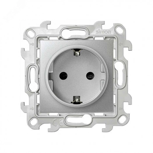 Розетка без заземления 2Р 16A 250В~ цвета алюминий S24 Harmonie