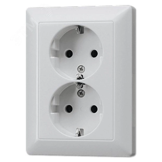 Розетка двойная штепсельная SCHUKO 16A 250V с дополнительной защитой алюминий