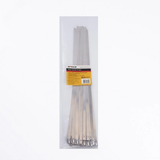 Хомут стальной 7.9х400мм, d пучка max 114мм, нагрузка 120кг, серый (25шт в упак),