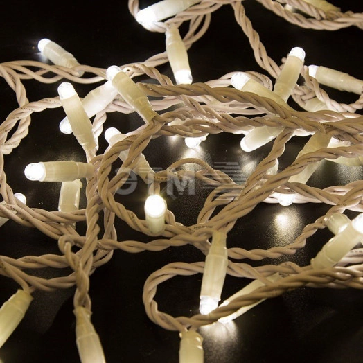 Гирлянда Нить 10 м, с эффектом мерцания, белый ПВХ, 230В, тёплый белый