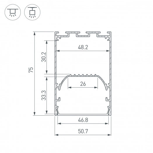 Профиль LINE-S-5075-2500 BLACK (Arlight, Алюминий)