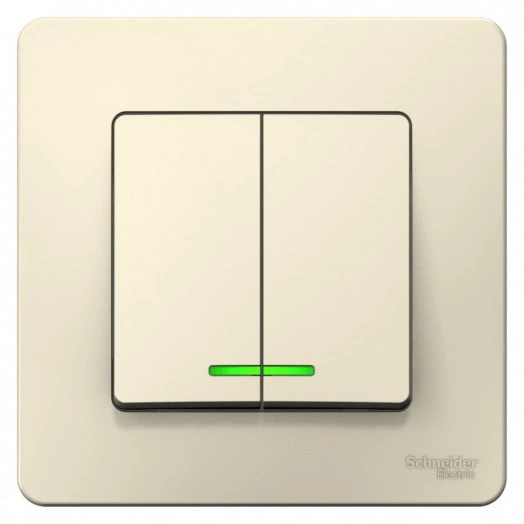 BLANCA скрытой установки двухклавишный выключатель (cх.5) с подсв., 6а, 250в, молочный