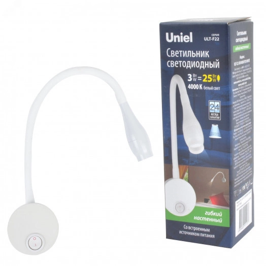 Светильник светодиодный настенный гибкий для интр ьерного освещения ULT-F22-3W/4000K IP20 WHITE 85-265В Белый свет (4000К) Белый TM