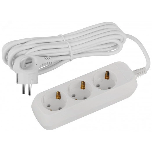 Удлинитель электрический 3 розетки с заземлением 5м ПВС 3x0.75мм2 UDL-10-350-E Greenline ЭРА