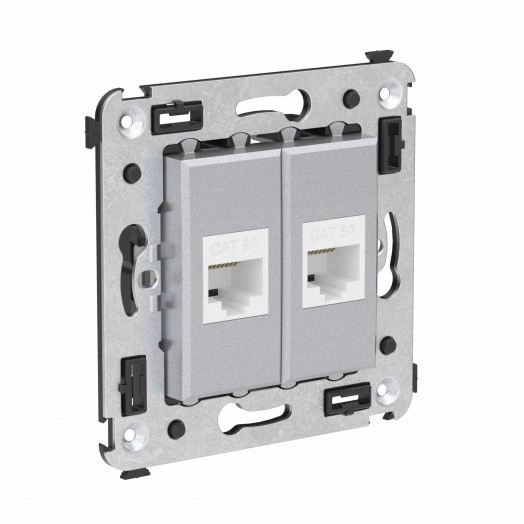 Avanti Компьютерная розетка RJ-45 без шторки в стену, кат.6А двойная,  Закаленная сталь
