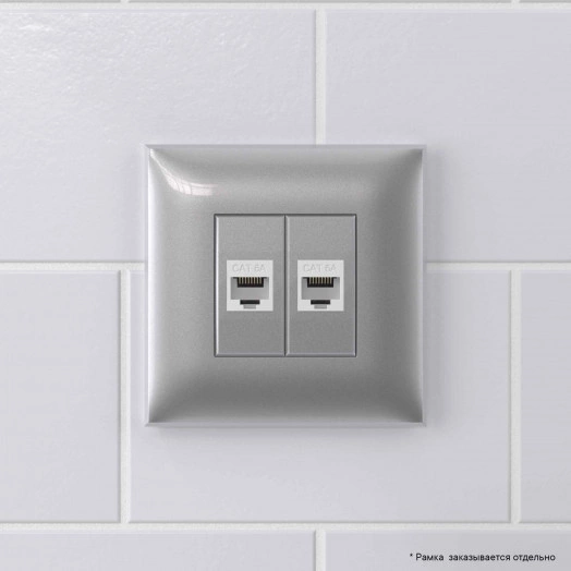 Avanti Компьютерная розетка RJ-45 без шторки в стену, кат.6А двойная,  Закаленная сталь