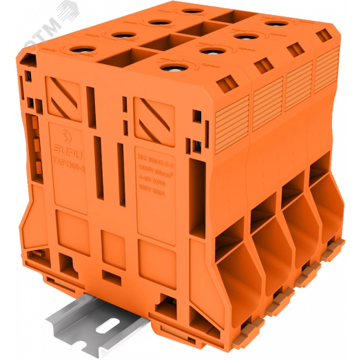 Клемма сильноточная TP 1-1 проходная Push-in, сечение 95 мм. кв., оранжевая