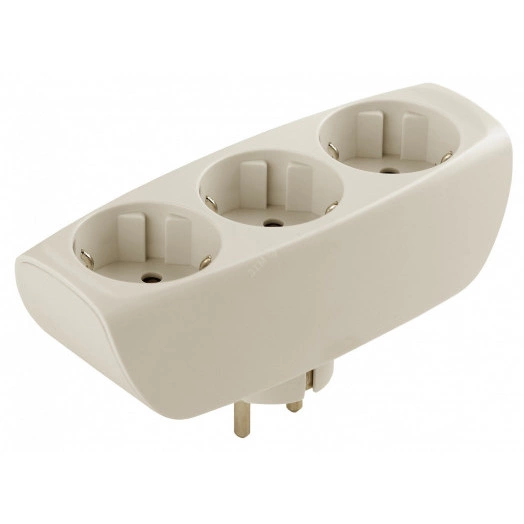 Тройник 3гн, c заземл, со шторками (сл. кость) (10/60/960) SP-3e-I