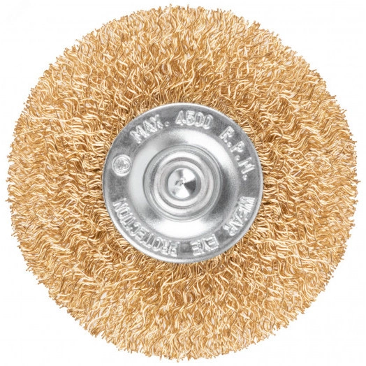 Щетка для дрели, тип ''Плоская'', латунированная витая проволока 0,3 мм, 65 мм, Profi