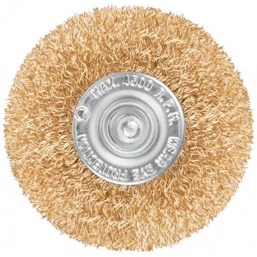 Щетка для дрели, тип ''Плоская'', латунированная витая проволока 0,3 мм, 65 мм, Profi