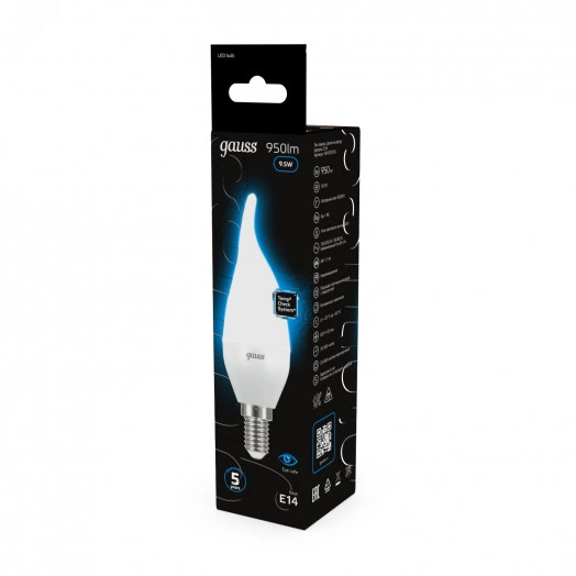 Лампа светодиодная LED 9.5 Вт 950 лм 6500К AC150-265В E14 свеча холодная  Black Gauss