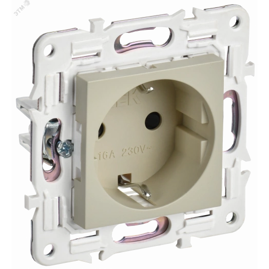 SKANDY Розетка с заземлением с защитными шторками 16А SK-R04B бежевый IEK