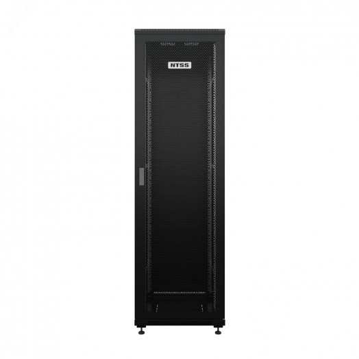 Шкаф напольный универсальный серверный R 47U 800х800мм, 4 профиля 19, двери перфорированная и сплошная металл, боковые стенки съемные, регулируемые опоры, разобранный, черный RAL 9005