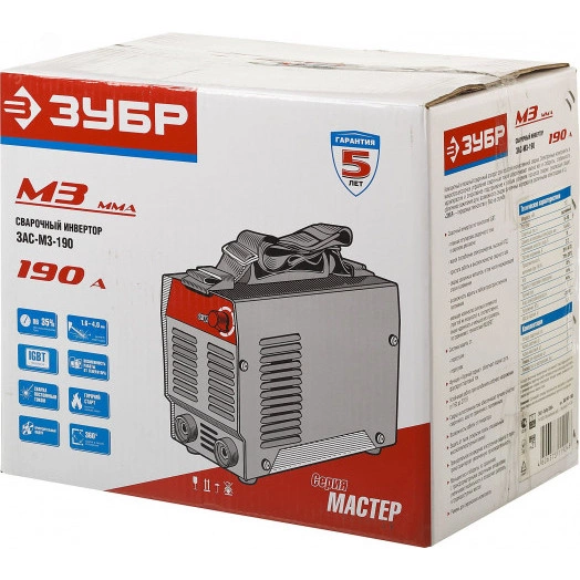 Инвертор сварочный 190А, MMA, ПВ-35%, 220В (мин 160В)