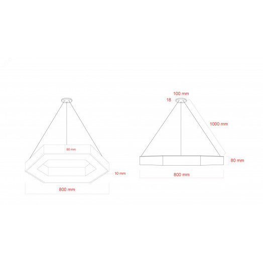 Светильник LED Geometria Hexagon SPO-124-W-40K-051 51Вт 4000К 800*800*80 белый подвесной драйвер внутри