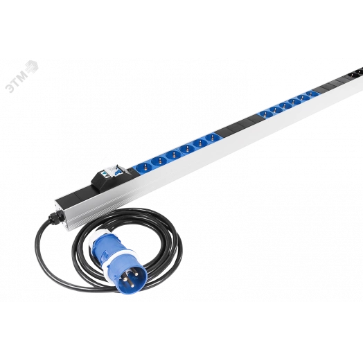 Блок розеток вертикальный, мониторинг, измерение, 1 фаза 32A, авт, 24S, 1820 мм, вх IEC 309, шнур 3 м