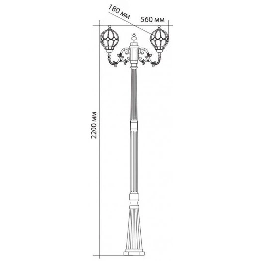 Светильник НТУ-2х60w столб Е27 IP44 черное золото