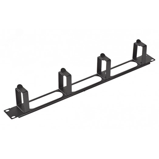 Органайзер кабельный горизонтальный с окнами 4 кольца 1U черный