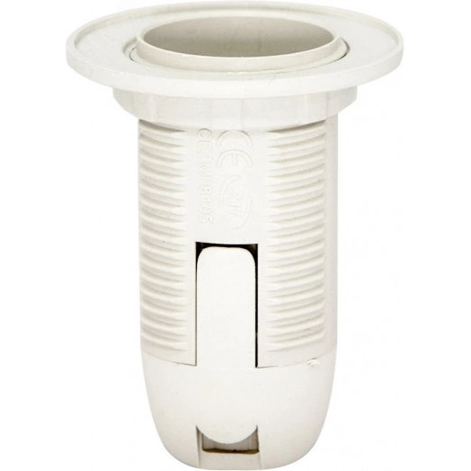 Патрон люстровый Е14 пластик с кольцом белый