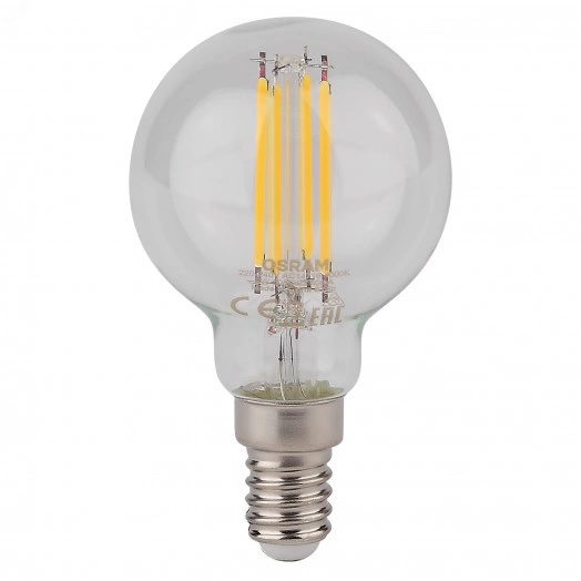 Лампа светодиодная LED 5Вт E14 CLB60D белый, Filament диммируемая,прозр.шар OSRAM