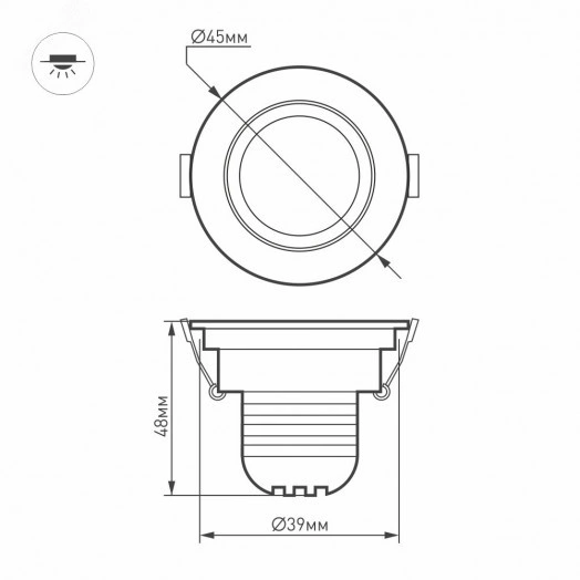 Светодиодный светильник LTM-R45WH 3W Warm White 30deg (ARL, IP40 Металл, 3 года)