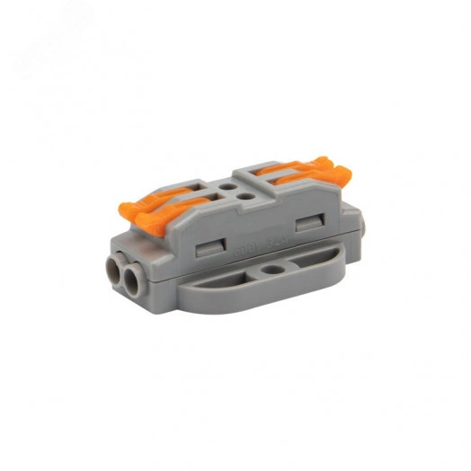 Клемма СМК 222-422P проходная 2 полюса, с монтажной площад (0,08-4 кв мм), серая, REXANT