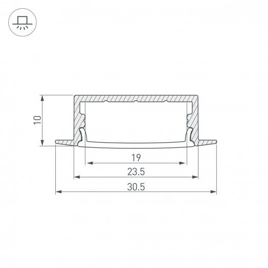 Профиль ARH-WIDE-F-H10-2000 ANOD (ARL, Алюминий)