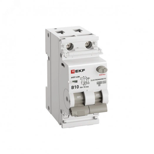 Выключатель автоматический дифференциальный  АВДТ-63N 1P+N 10А (B) 10мА (A) эл-мех 6кА PROXIMA EKF