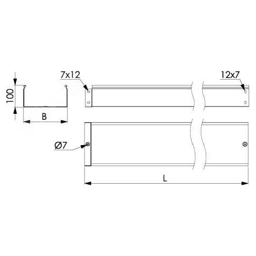 Лоток 600х100 L=3000мм толщина 1.2мм цинк-ламельный