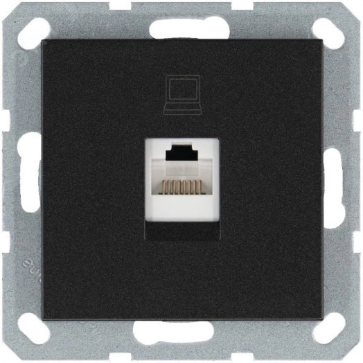 Интернет-розетка RJ45 с накладкой, цвет Антрацит
