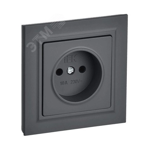 BRITE Розетка 1 пост без заземления без защитных шторок 10А в сборе РСР10-1-0-БрГ графит IEK