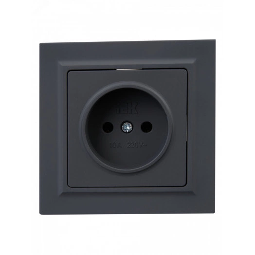 BRITE Розетка 1 пост без заземления без защитных шторок 10А в сборе РСР10-1-0-БрГ графит IEK