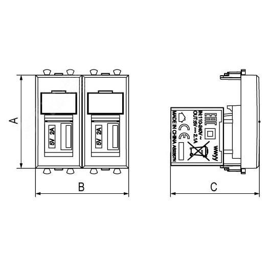 Avanti USB зарядное устройство ''Ванильная дымка'', 2.1А, 2 модульная