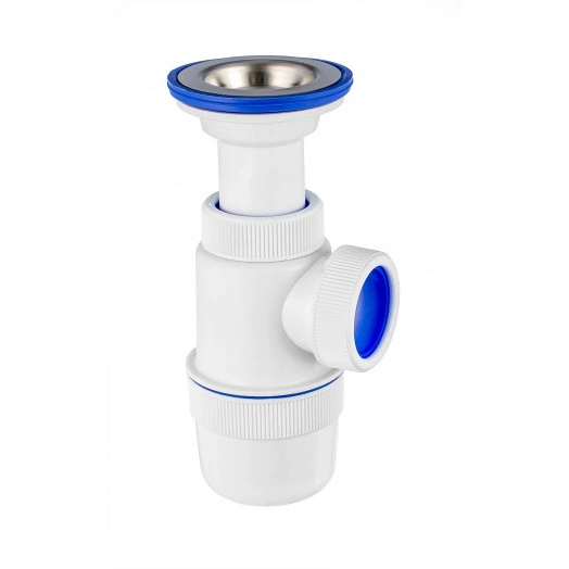 Сифон ЭЛИТ для моек и раковин 1'1/2 x 40 мм с литым выпуском и нержавеющей чашкой