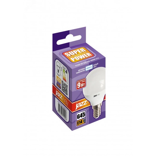 Лампа светодиодная LED 9w E14 4000K шар Jazzway
