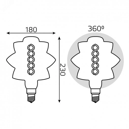 Лампа светодиодная филаментная LED 8 Вт 560 лм 2400К AC185-265В E27 BD180 теплая золотистая колба Black Filament Gauss