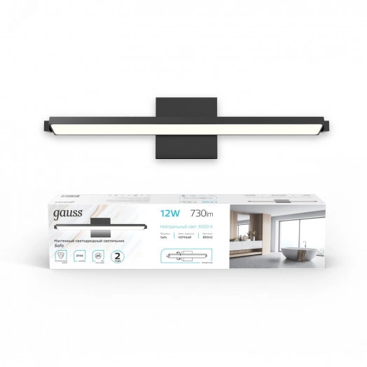 Светильник светодиодный настенный ДБП 12 Вт 730 Лм 4000К 440х80х100 мм IP20 Safo Gauss