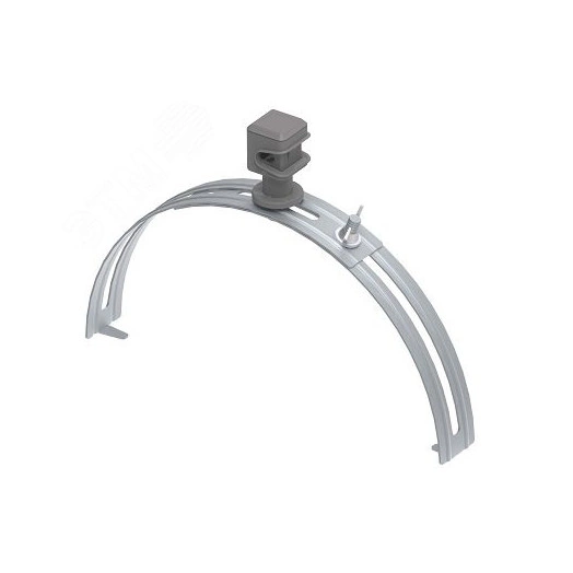 Держатель проводников 6-10 мм на круглом коньке кровли. Материал - горячеоцинкованная сталь/пластик.