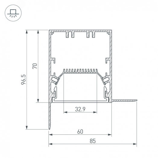 Профиль SL-LINIA55-FANTOM-EDGE-2000 ANOD (ARL, Алюминий)