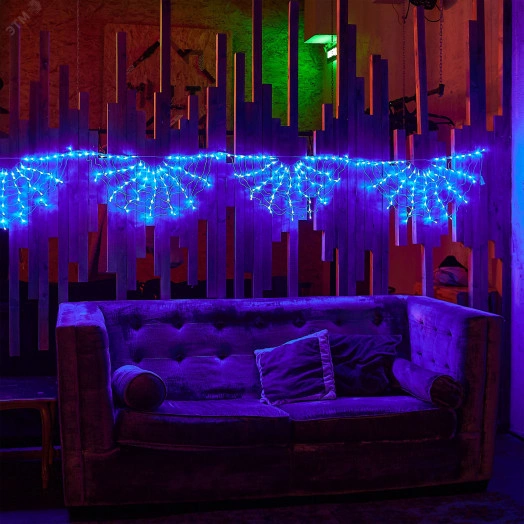 Занавес светодиодный фигурный Радуга-1 3,1х0,4м 4 подвеса 288 светодиодов Синий свет Провод прозрачный ULD-E3104-288/DTK BLUE IP20 RAINBOW-1