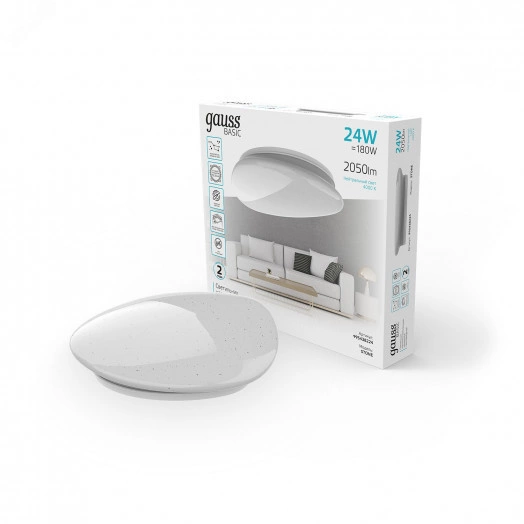 Светильник светодиодный LED НПС ДБО 24 Вт 4000К d370х90 мм IP20 Space Stone Basic Gauss