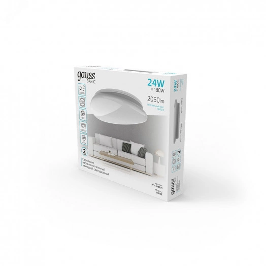 Светильник светодиодный LED НПС ДБО 24 Вт 4000К d370х90 мм IP20 Space Stone Basic Gauss