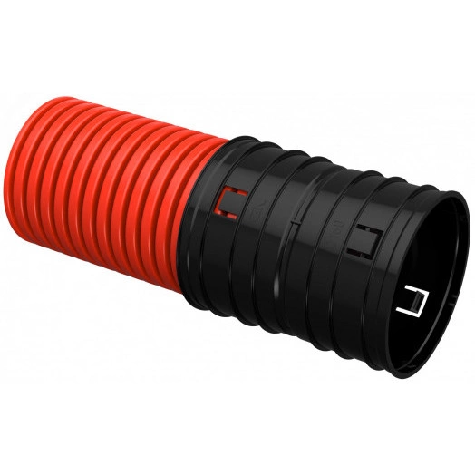 Труба гофрированная двустенная ПНД d=160 красная  жесткая (6м)