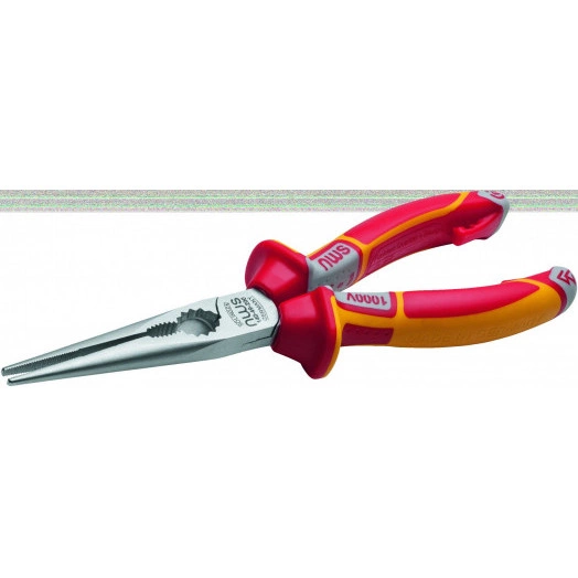 Длинногубцы прямые диэлектрические 1000В VDE 205 мм, покрытие Crom, рукоятки SoftGripp 3K